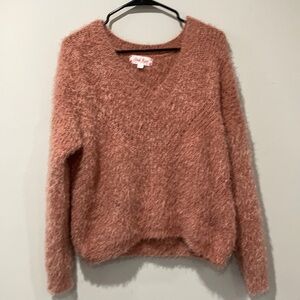 Pink rose oversized pullover eyelash fuzzy sweater size small